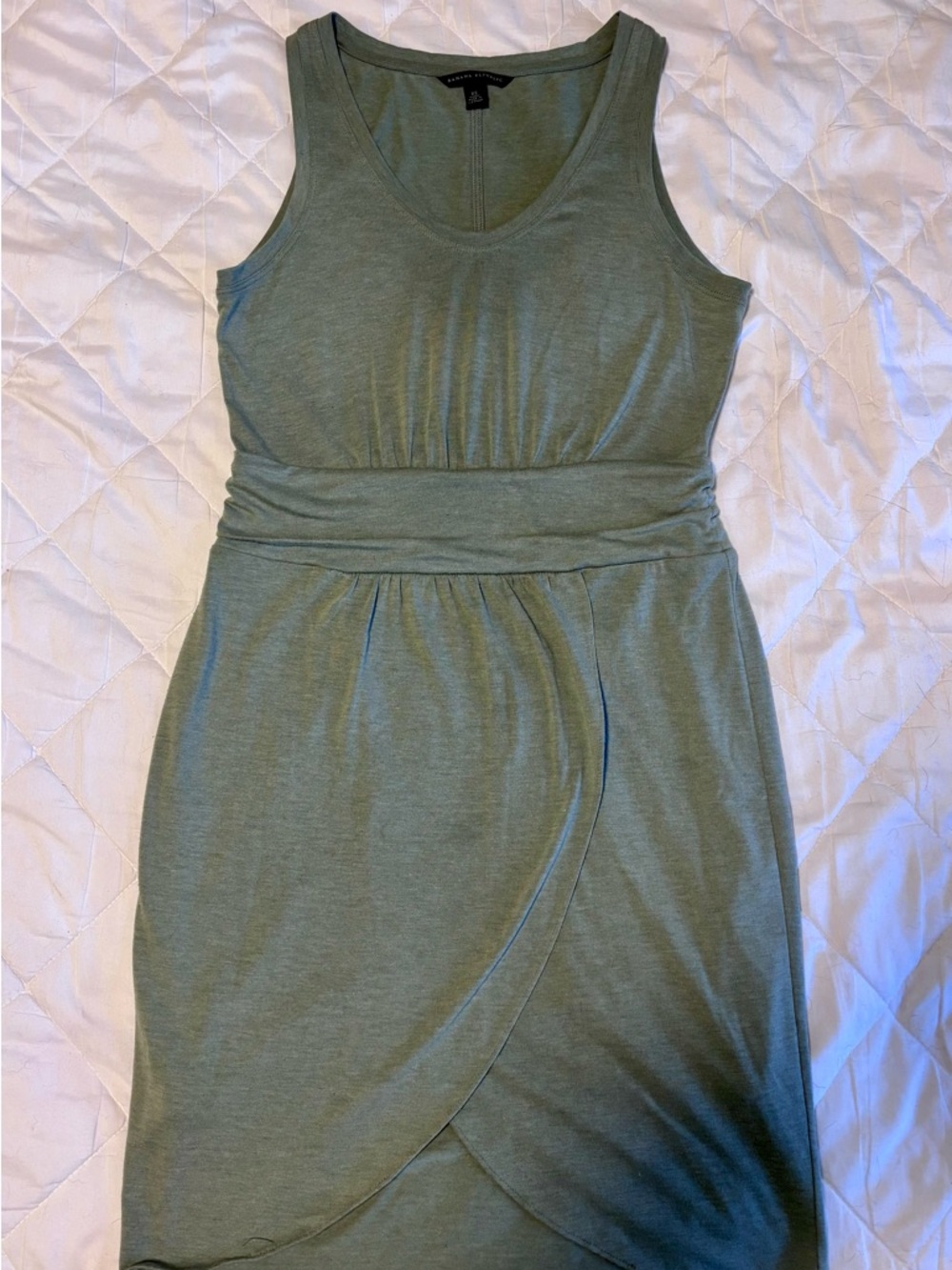 Banana Republic Sleeveless Wrap-Front Dress in Sage